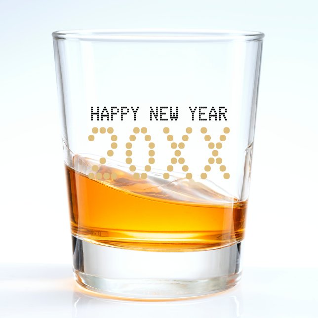 Copo De Shot Feliz ano novo Preto e Dourado 2024 (Black & Gold Happy New Year 2024 Shot Glass)