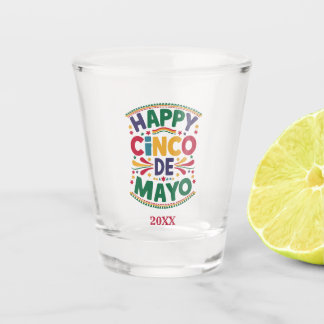 Copo De Shot Feliz Cinco de Mayo Colorido Com Data Fiesta