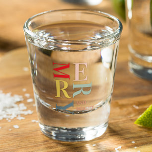 Copo De Shot Feliz Colorida Moderna e Brilhante   Feriados feli