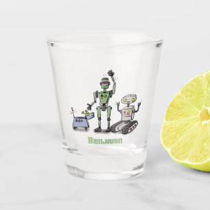 Copo De Shot Feliz desenho animado de robôs fofos