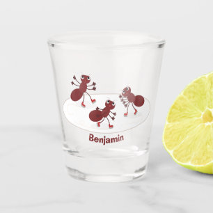 Copo De Shot Feliz desenho das formigas vermelhas