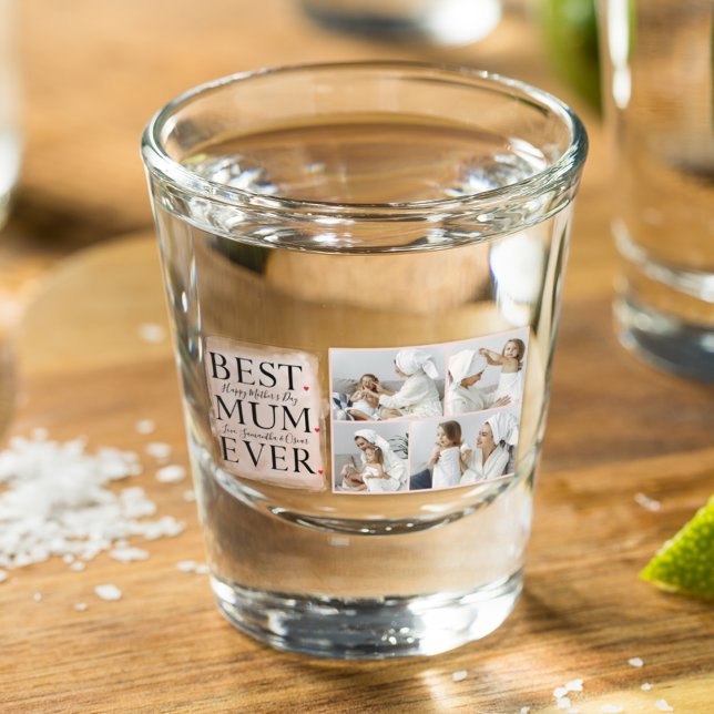 Copo De Shot Feliz dia de as mães Rosa de Colagem Moderna (Criador carregado)