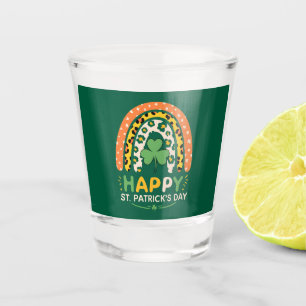 Copo De Shot Feliz Dia de São Patrício Leopardo Arco-íris Fofo