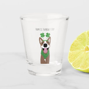 Copo De Shot Feliz Dia de São Patrício Marrom Cachorro Verde