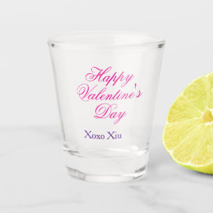 Copo De Shot Feliz dia dos namorados rosa roxo xoxo amor nome c