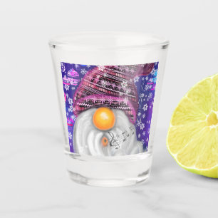 Copo De Shot Feliz Gnomo Em Roxo Que Canta Uma Canção De Nata