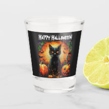 Feliz Halloween Black Cat Bats