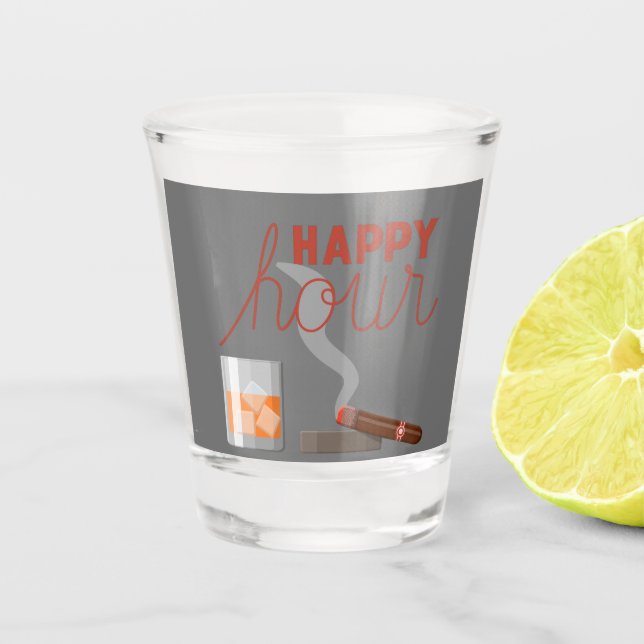 Copo De Shot Feliz Hora com Bourbon e Charuto (Frente)
