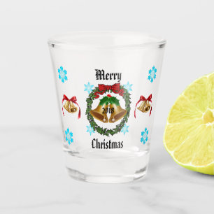 Copo De Shot Feliz Natal arco, grinalda, Bels, e flocos de neve