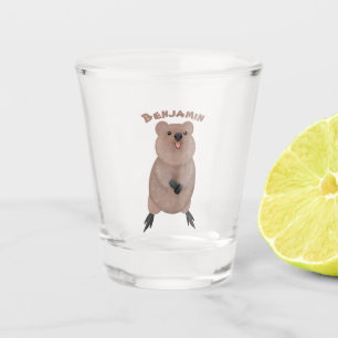 Copo De Shot Feliz sorriso, design de desenho animado de quokka