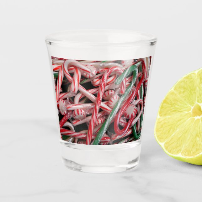 Copo De Shot Feriado de Natal Candy Canes and Peppermints (Frente)