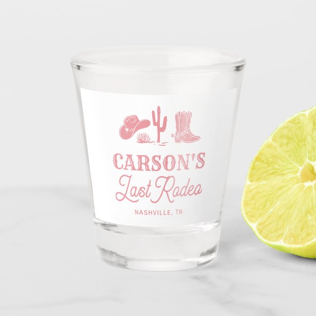 Copo De Shot Festa de Despedida de Solteira Cowgirl Rosa Rubor  (Frente)