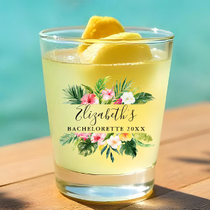 Copo De Shot Festa de Despedida de Solteira Floral Tropical Aqu