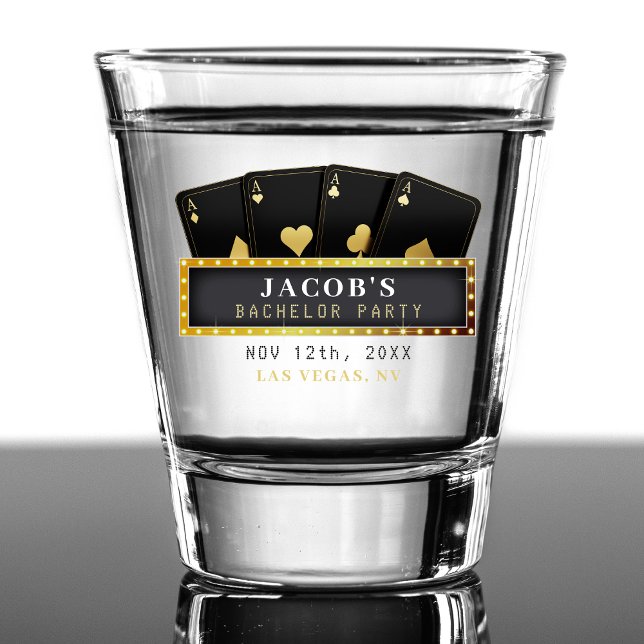 Copo De Shot Festa de Despedida de Solteiro Poker Aces Preto e  (Poker Aces Black & Gold Bachelor Party Shot Glass
)