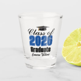 Copo De Shot Festa de Graduação Personalizada Azul da Turma de 