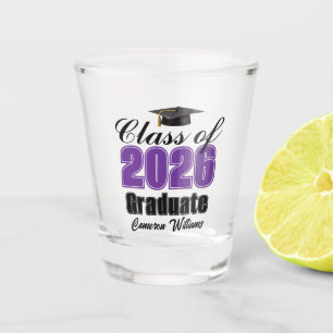 Copo De Shot Festa de Graduação Personalizada Roxa da Turma de 