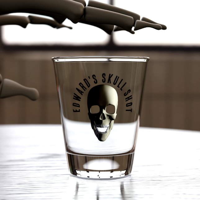 Copo De Shot Festa de Halloween do Caveira (Skull shot glass for your Halloween party. Just add your name)
