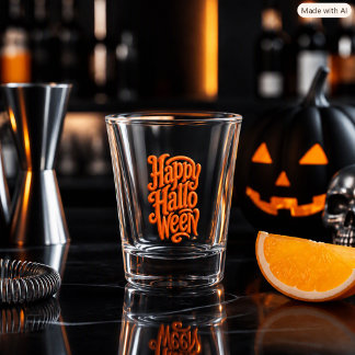 Copo De Shot Festa de Halloween Tipografia 3D Laranja