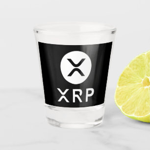 Copo De Shot Festa de Moeda Criptográfica XRP Preto e Branco