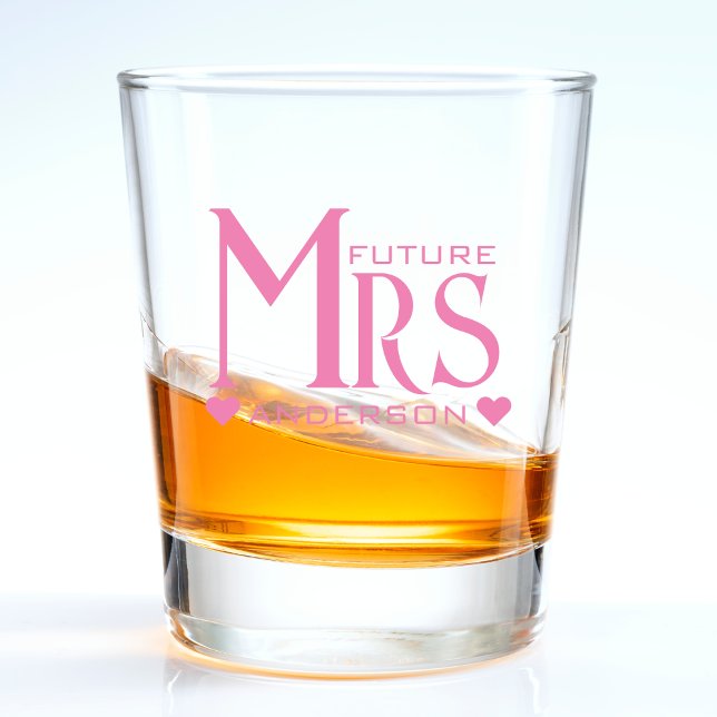 Copo De Shot Festa de noivado da futura Sra. Rosa Chuveiro Nupc (pink heart future mrs bride wedding engagement shot glass)