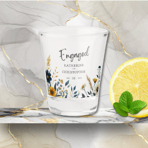 Copo De Shot Festa de noivado Personalizada de Flores Amarelas 