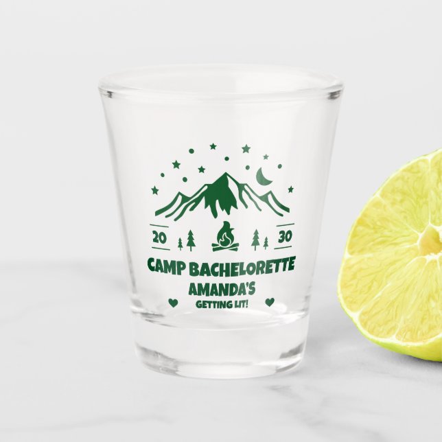 Copo De Shot Festa de solteira Camp Bridesmaid Shot Glass (Frente)