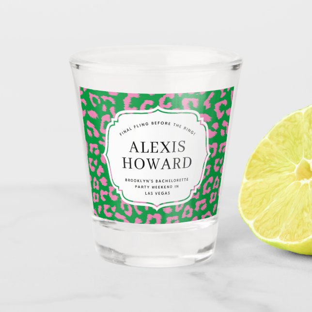 Copo De Shot Festa de solteira de impressão de animais rosa e v (Frente)