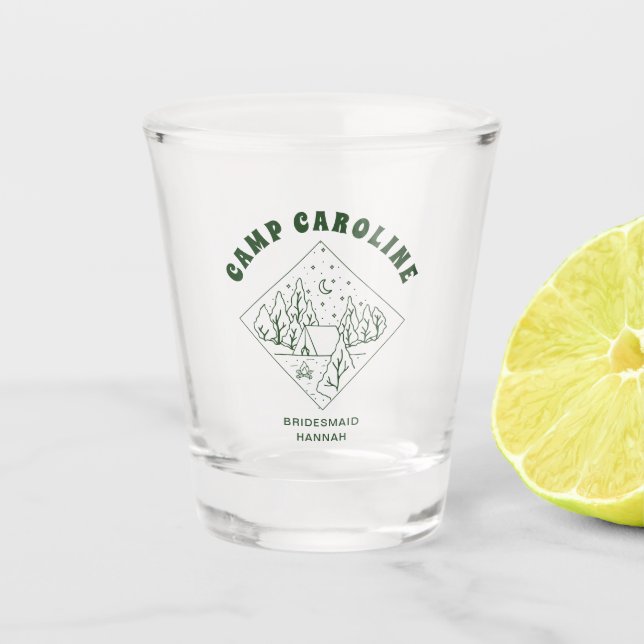 Copo De Shot Festa de Solteira no Acampamento Personalizada par (Frente)