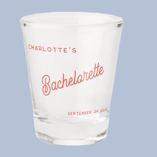 Copo De Shot Festa de Solteira Personalizada com Letra Moderna (Modern script typography personalized name date bachelorette party shot glass)