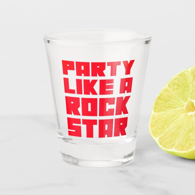 Copo De Shot Festa Vermelha Como Uma Estrela do Rock (Frente)