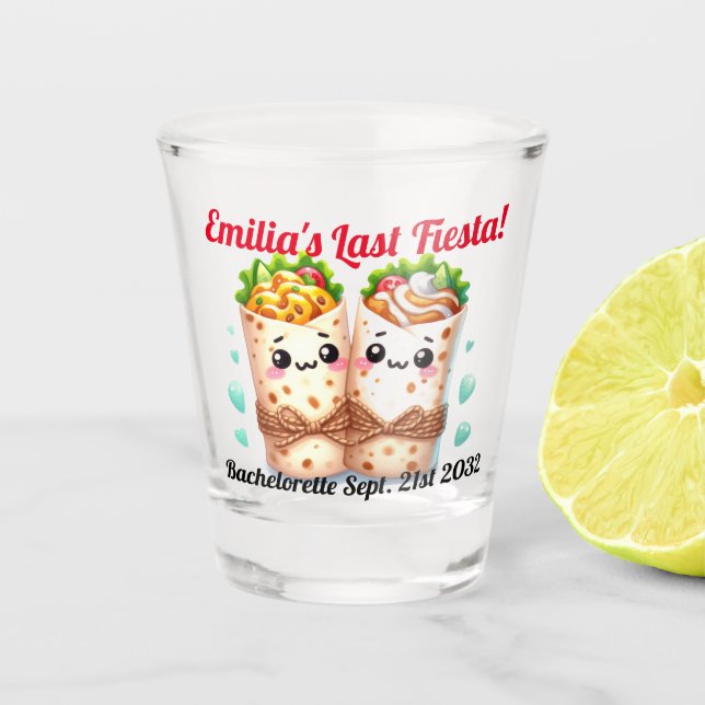 Copo De Shot Fiesta Shot Glass Burritos Bachelorette Personaliz (Frente)