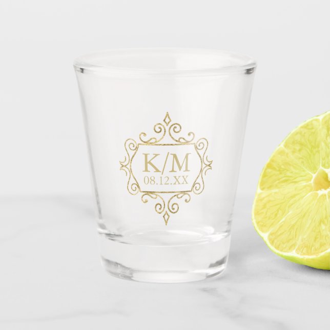 Copo De Shot Fine Filigree Dourado Wedding ID871 (Frente)