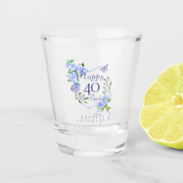 Copo De Shot Fita de Rosa Azul Aniversário de 40 anos