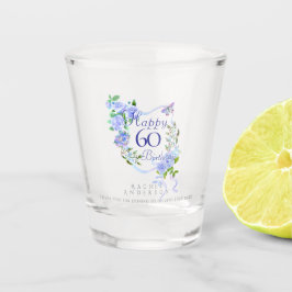 Copo De Shot Fita de Rosa Azul Aniversário de 60 anos
