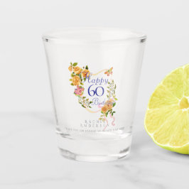 Copo De Shot Fita de Rosa Dourada Aniversário de 60 anos
