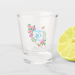 Copo De Shot Fita de Rosa Rosa Aniversário de 40 anos