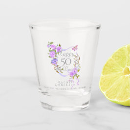 Copo De Shot Fita de Rosa Roxa 50º Aniversário