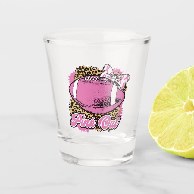 Copo De Shot Fita Rosa Com Bola De Rugby (Softball) (Frente)