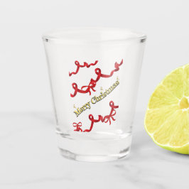 Copo De Shot Fita vermelha e branca do Natal Mikitiez