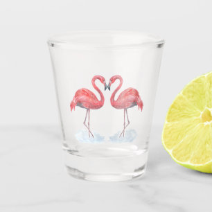Copo De Shot Flamingo cor-de-rosa.