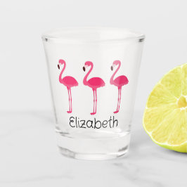 Copo De Shot Flamingos cor-de-rosa tropical personalizados
