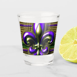 Copo De Shot Fleur de lis Beaded Mardi Gras