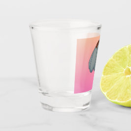 Copo De Shot Flor azul com fundo rosa