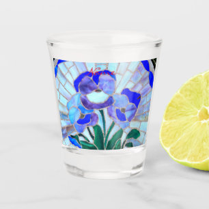 Copo De Shot Flor azul de vidro retido Thunder_Cove