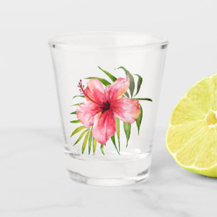 Copo De Shot Flor de Hibisco Tropical Palmeira Luau Festa