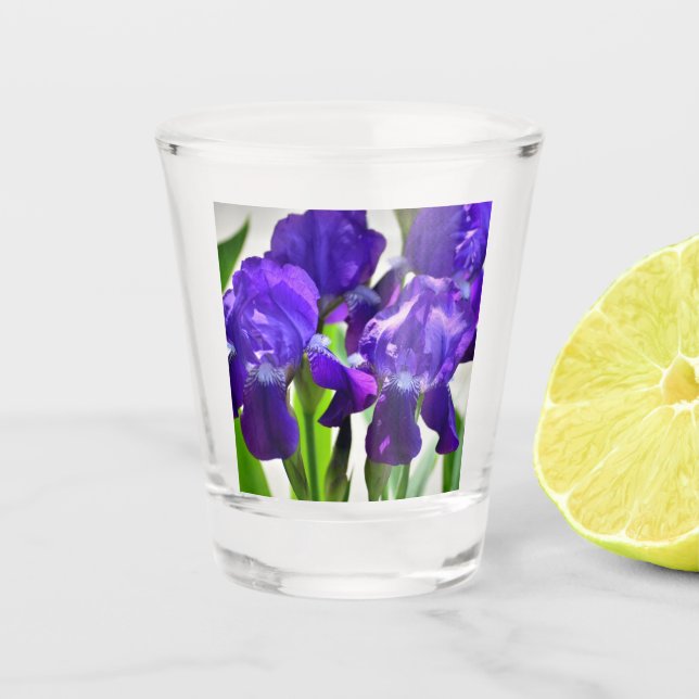 Copo De Shot Flor Iris Roxo (Frente)