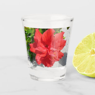 Copo De Shot Flor Red Double Hibiscus
