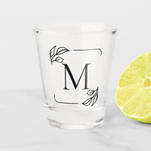 Copo De Shot Floral Minimalista Preto e Branco