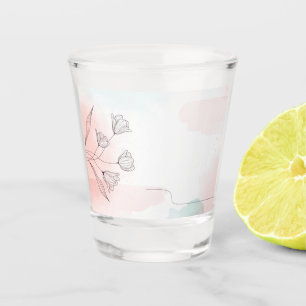 Copo De Shot Floral Romântico em Aquarela Rosa Festa Elegante