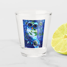 Copo De Shot Floral Verde Azul-Abstrato